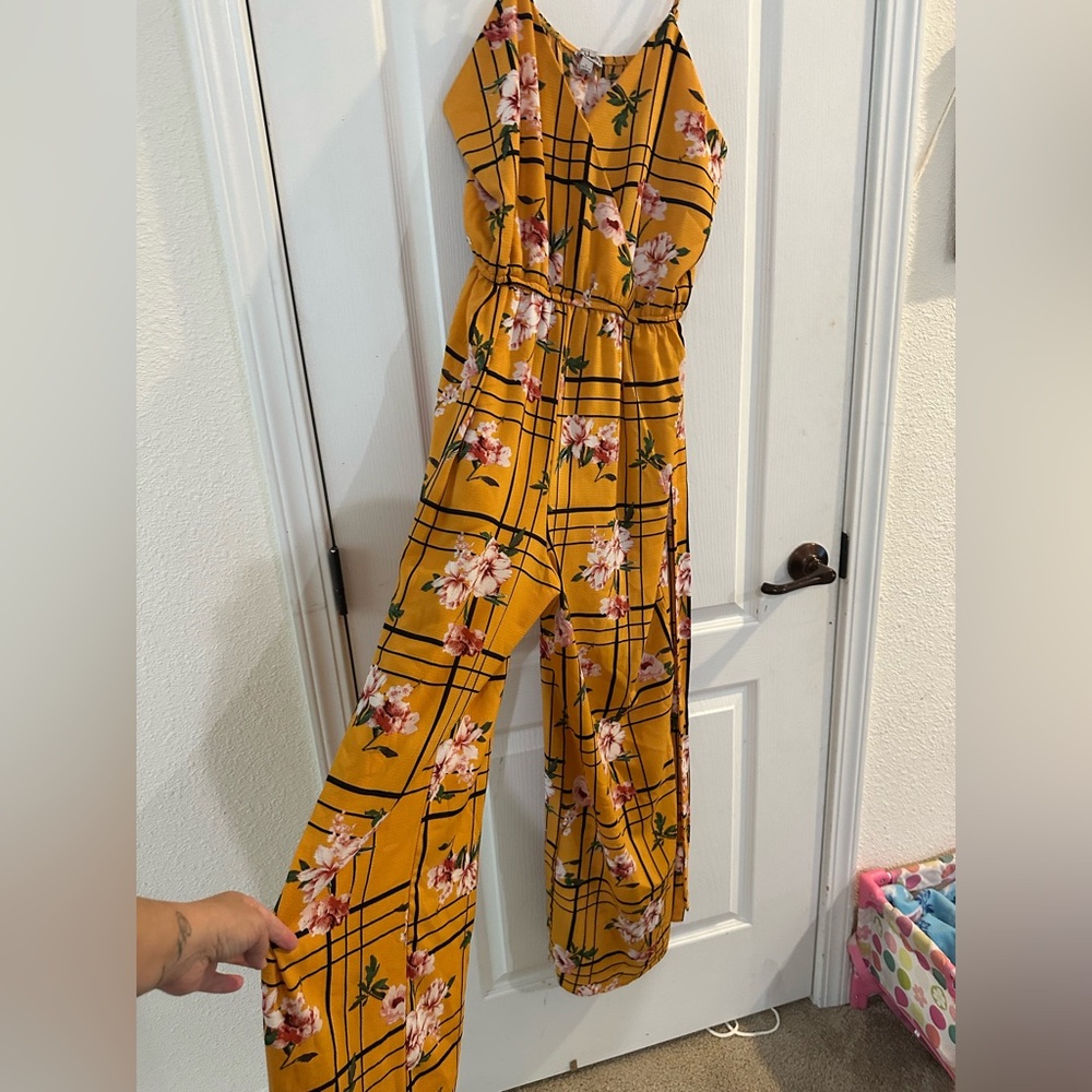 J for Justify mustard romper.  Excellent condition.  Size L.
